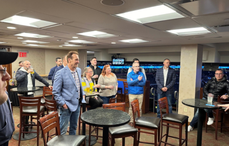 Guests gathered in a premium suite at TD Garden