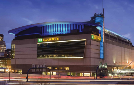 TD Garden in Boston at dusk